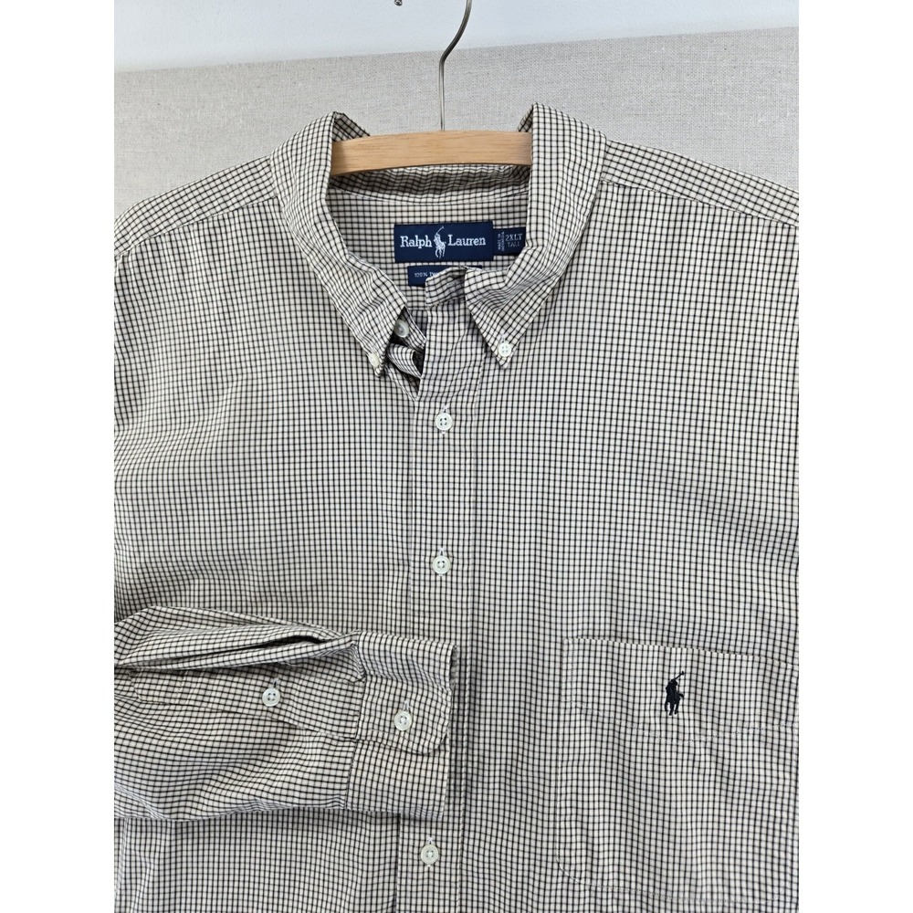 Polo Ralph Lauren Mens 2XLT Tan Brown 100% Two-Ply Cotton Button Up Shirt